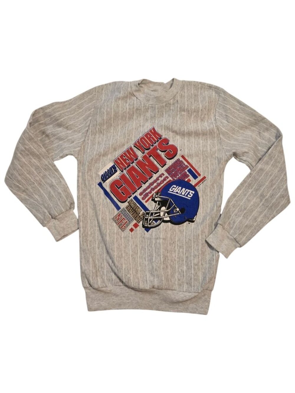 Vintage 1993 New York Giants NFL Sweatshirt Gray Striped Crewneck Football READ
